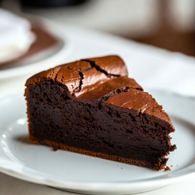 Chocolate brownie slice on plate