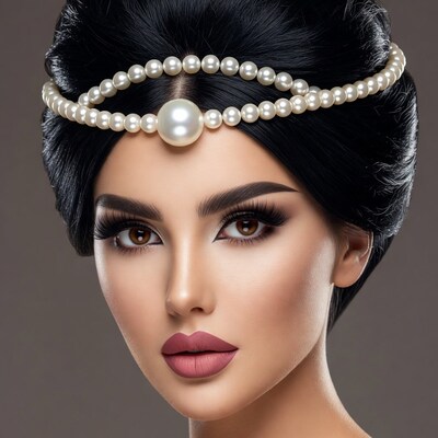 Woman with pearl headband