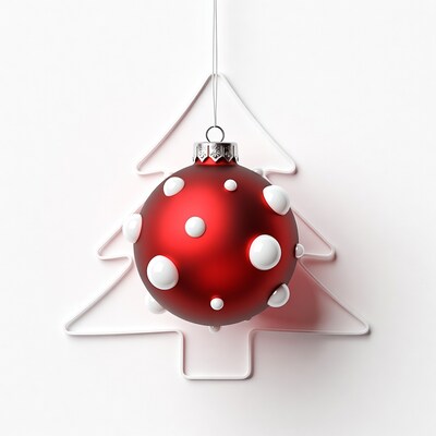 Red Christmas ornament on tree outline