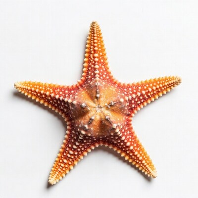 Orange starfish on white background