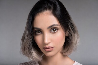 Woman with ombre bob haircut