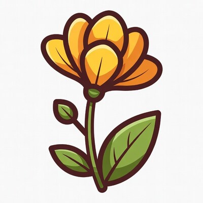 Yellow flower with green leaves