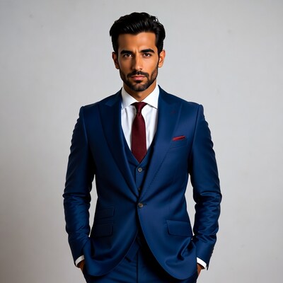 Man in blue suit