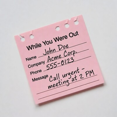 Pink While You Were Out Message Note
