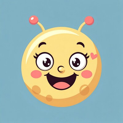 Cute yellow emoji with antennae