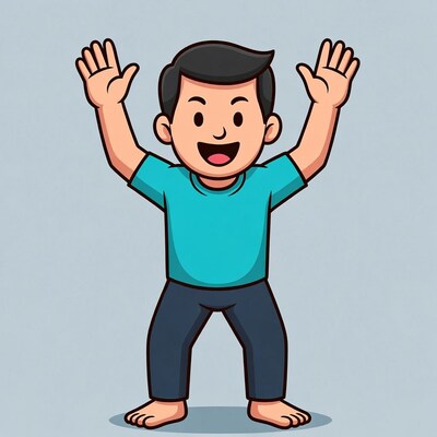 Cartoon boy waving hands