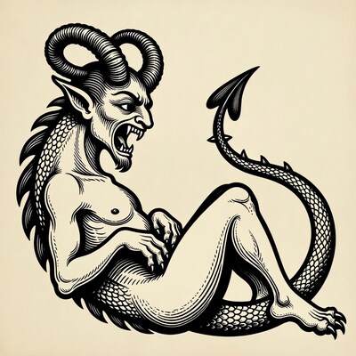 Horned demon creature illustration