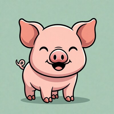 Happy cartoon pig