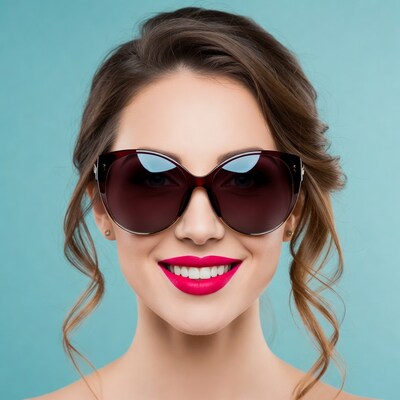 Woman wearing sunglasses and pink lipstick