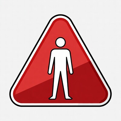 Red warning sign with person