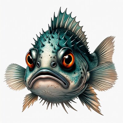 Spiky fish with big orange eyes