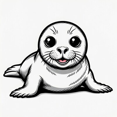 Cute baby seal illustration