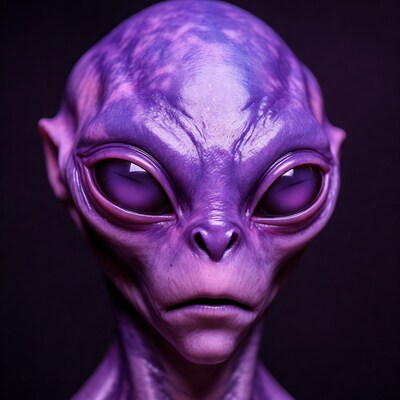 Purple alien head close up