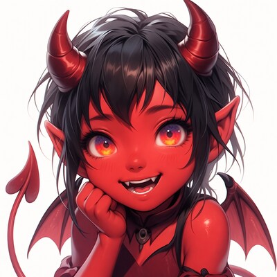 Red devil girl with horns
