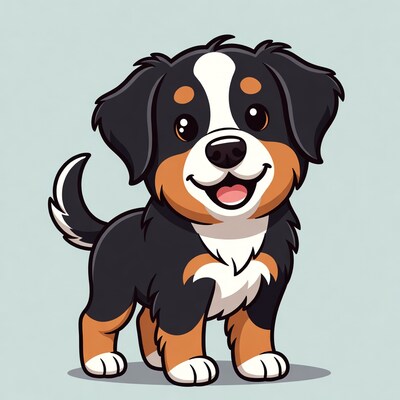 Cartoon Bernese Mountain Dog Puppy
