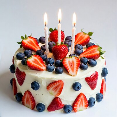 Strawberry Blueberry Birthday Cake