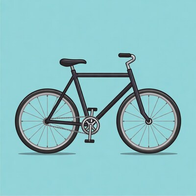 Black bicycle on blue background