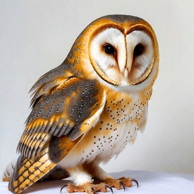 Barn owl on white background