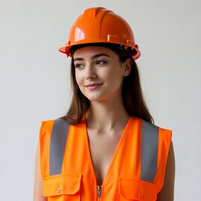 Woman in orange safety vest