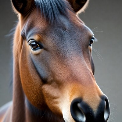 Close up of brown horse face