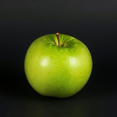 Green apple on black background