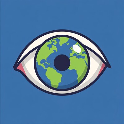 Eye with world map iris