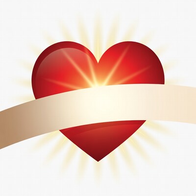 Red heart with ribbon banner