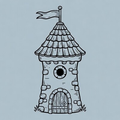 Stone tower with flag