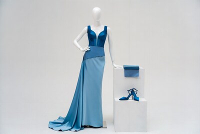 Mannequin in blue evening gown