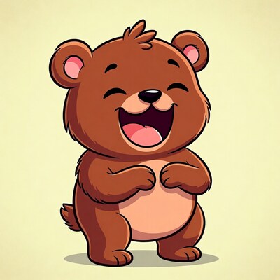 Happy cartoon bear laughing