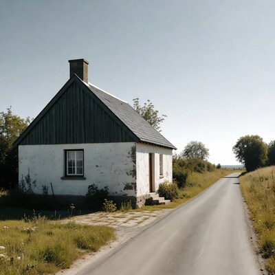 White house by country road