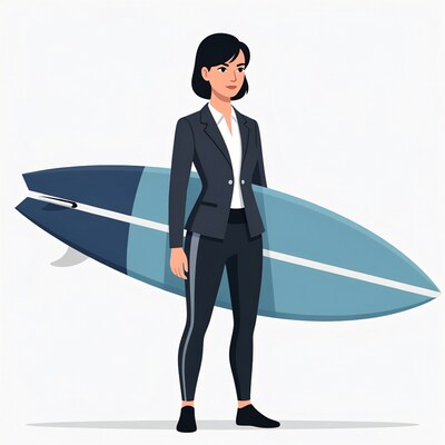 Woman holding surfboard