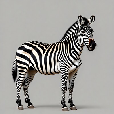 Zebra standing on gray background
