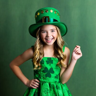 Girl in green St Patricks Day outfit