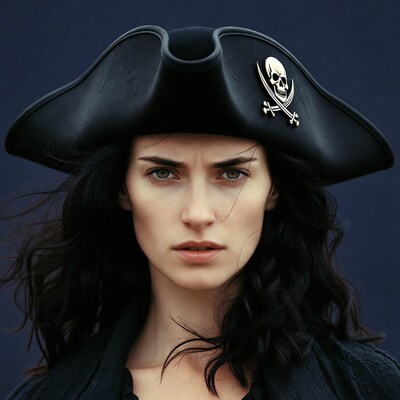 Woman wearing pirate hat