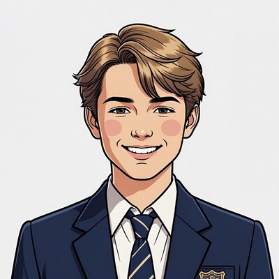 Smiling boy in school uniform
