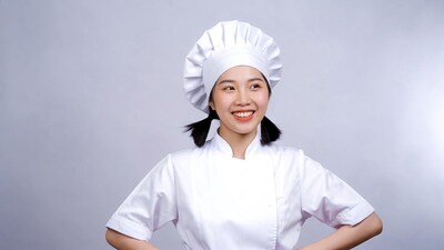 Asian woman chef smiling