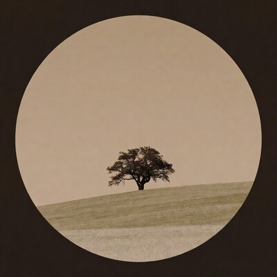 Lonely tree on grassy hill