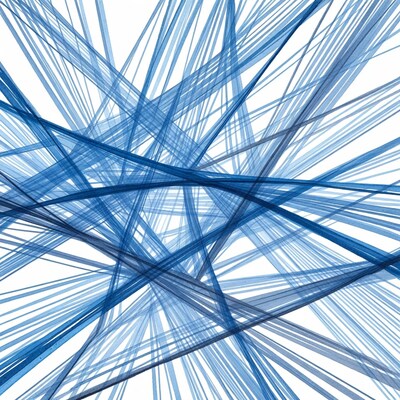 Blue abstract lines on white