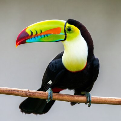 Colorful toucan on branch