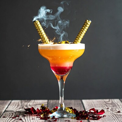 Festive cocktail with sparklers