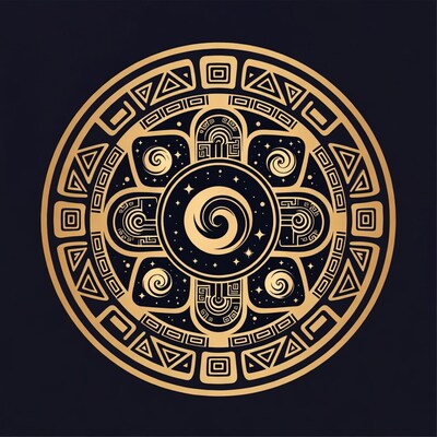 Golden Aztec Calendar Design