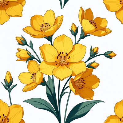 Yellow flowers with green leaves