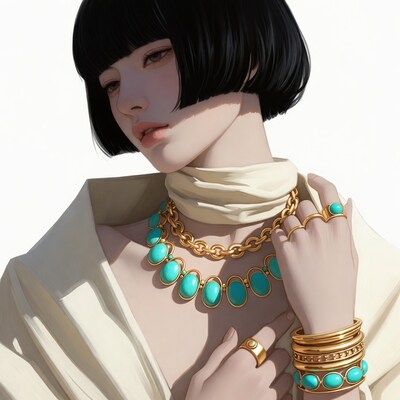 Woman with turquoise jewelry