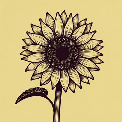 Sunflower illustration on yellow background