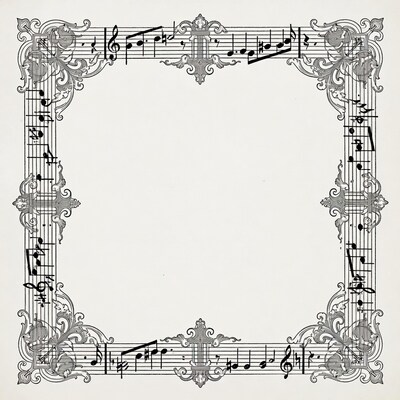 Ornate musical notes border