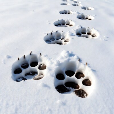 Bear paw prints in snow