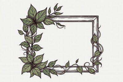 Leafy vines on wooden frame
