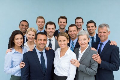 Business team posing together