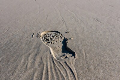 Footprint in beach sand